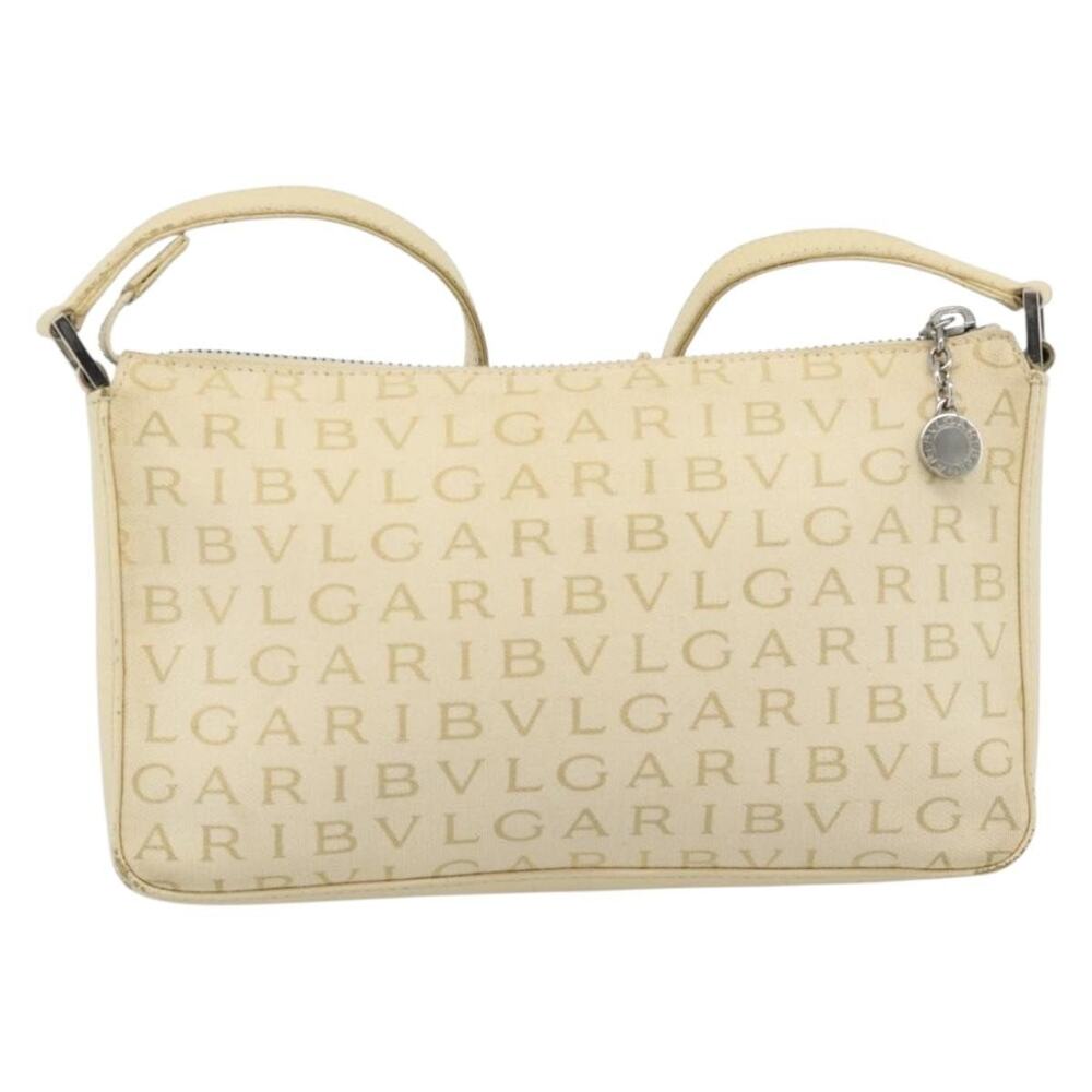 Bvlgari Canvas Logo Mania Shoulder Bag Beige
